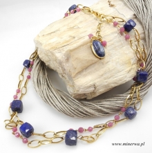 Lapis lazuli, rubin- naszyjnik