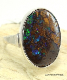 Opal boulder - pierścionek